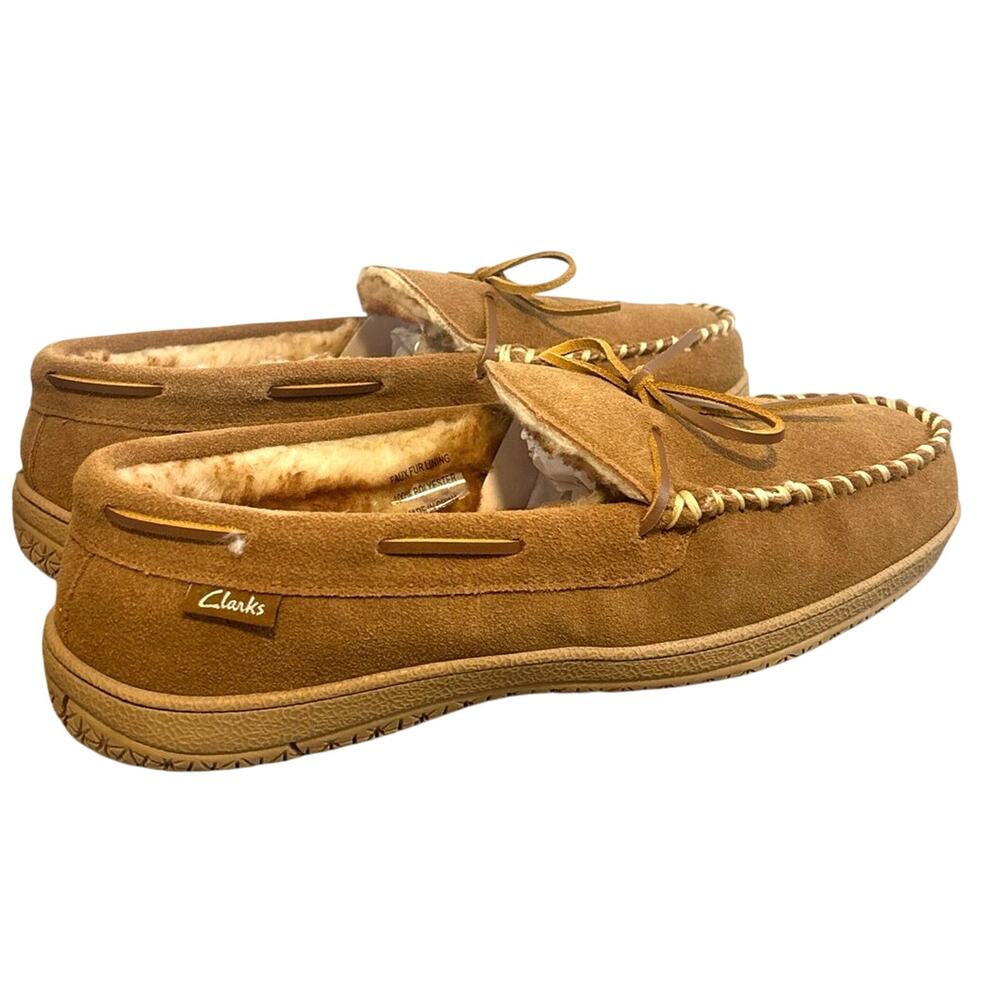 Clarks Suede Moccasin Loafer Slippers NEW Sz 11